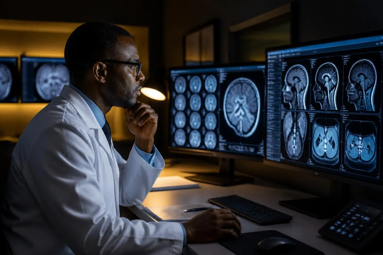 Radiologist reviewing HelixDX studies